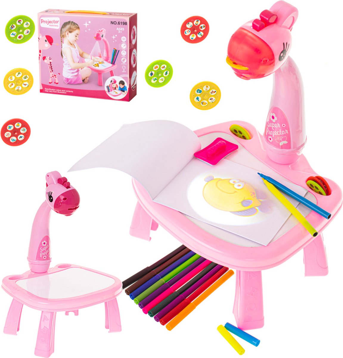 Projecteur de dessin licorne pour enfants avec 24 motifs colorés الحجم الكبير